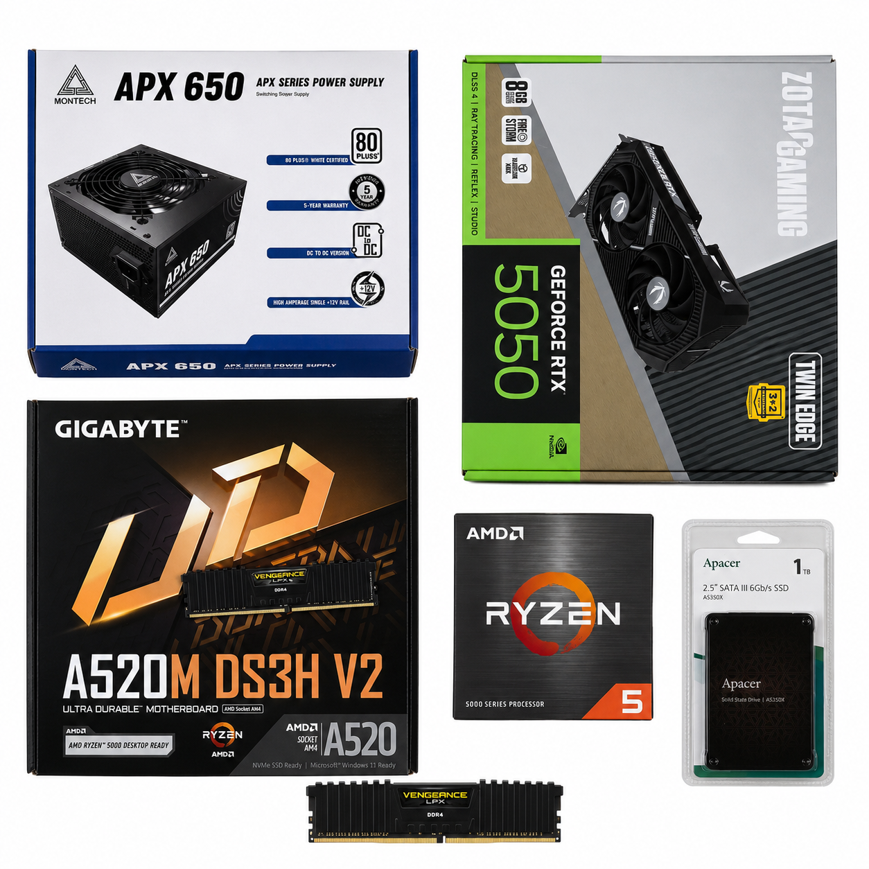 (12) Ordenador gaming R5 5500 - 16 RAM - SSD 1TB - RTX 5050 + Windows 11
