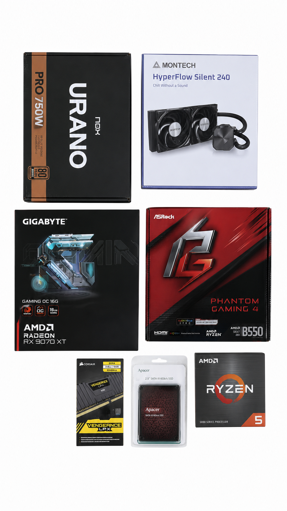 (10) Ordenador Gaming R5 5500X3D - 32 RAM - SSD 1T - RX 9070XT + Windows 11