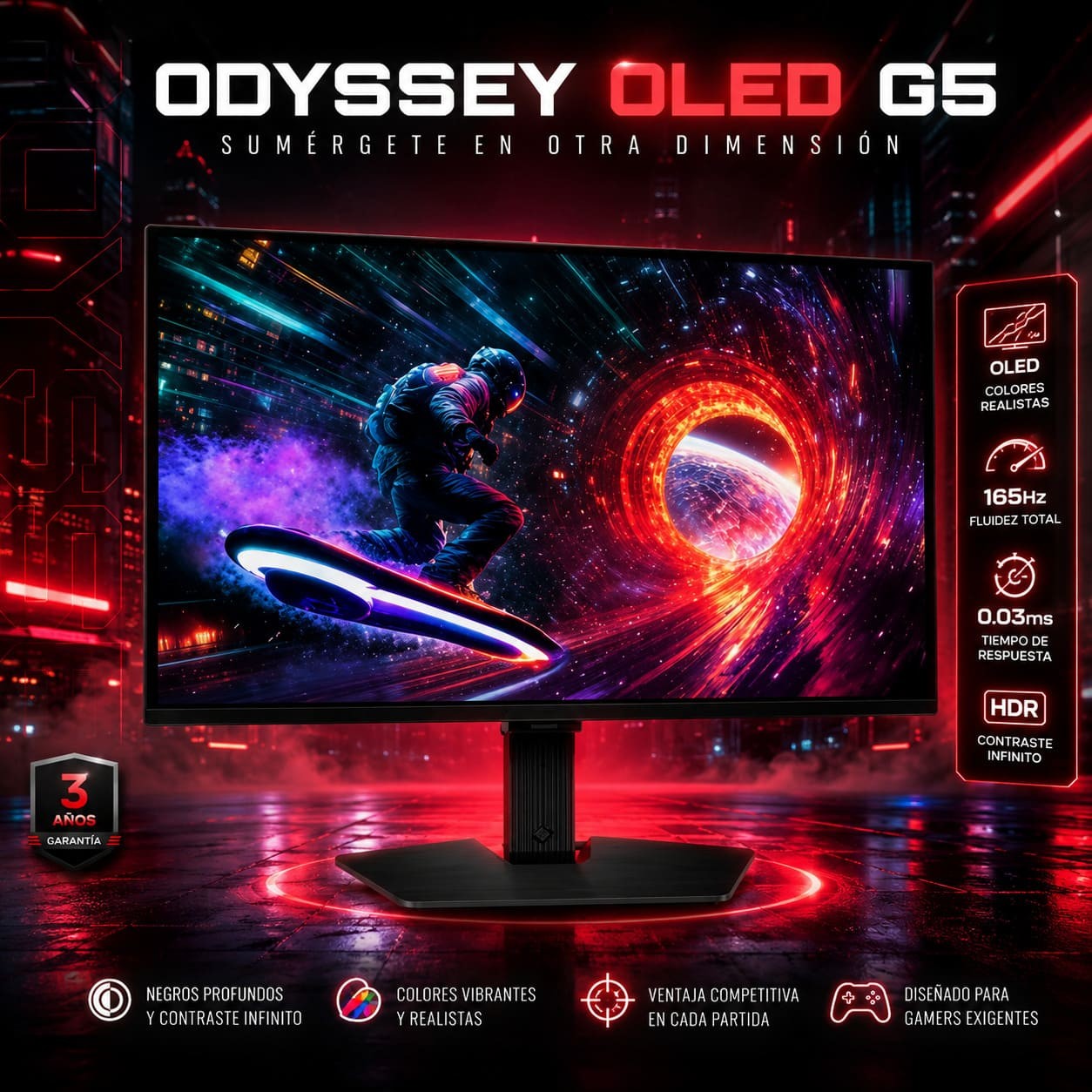 Monitor Samsung Odyssey G5 S27FG506SU 27" Quad HD 180Hz QD-OLED HDR10 FreeSync G-SYNC