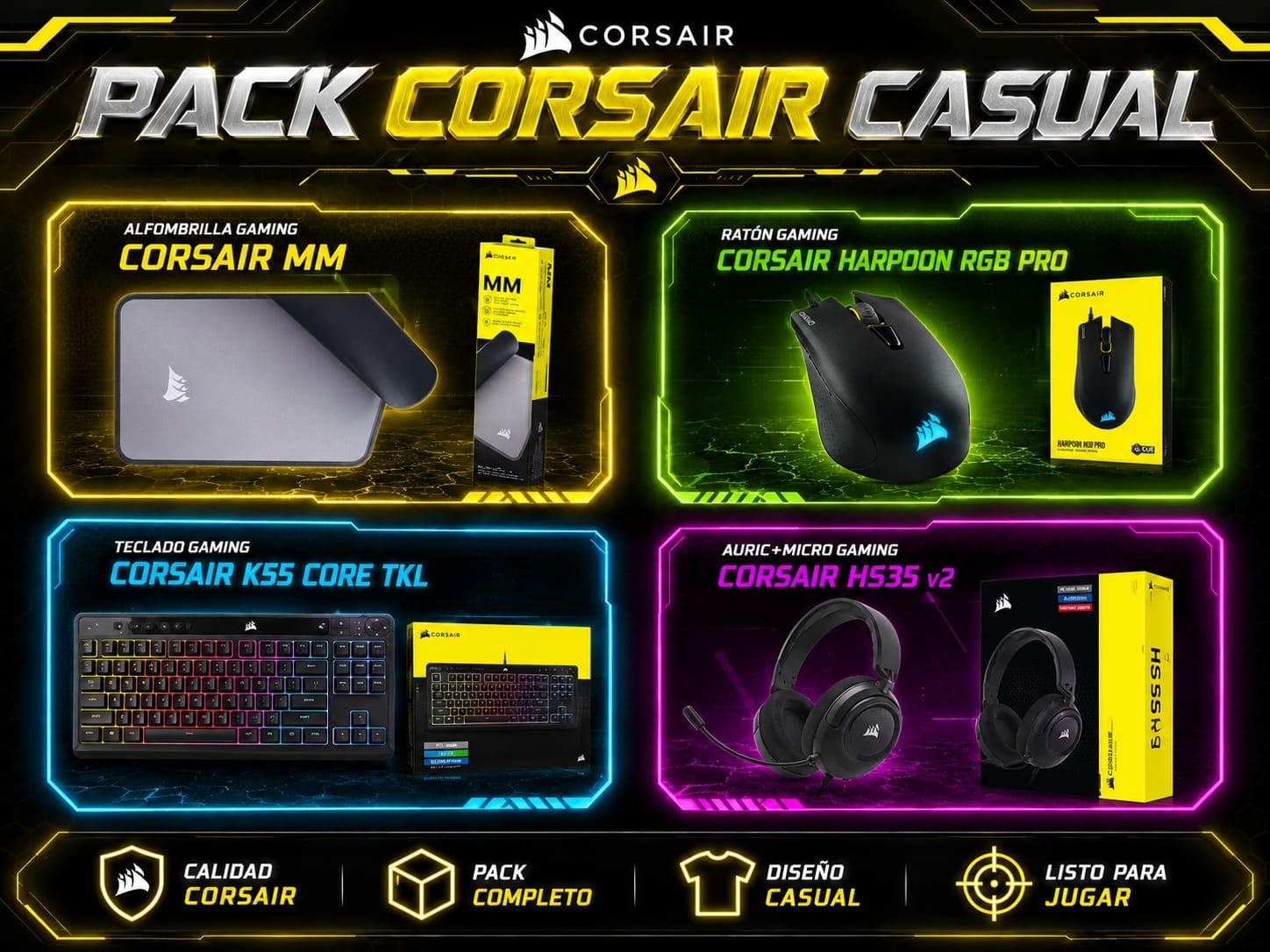 Pack Corsair Casual – Calidad y Rendimiento para el Día a Día