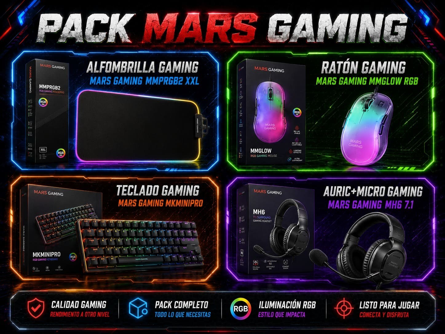 Pack Mars Gaming – Iluminación RGB y Rendimiento Total