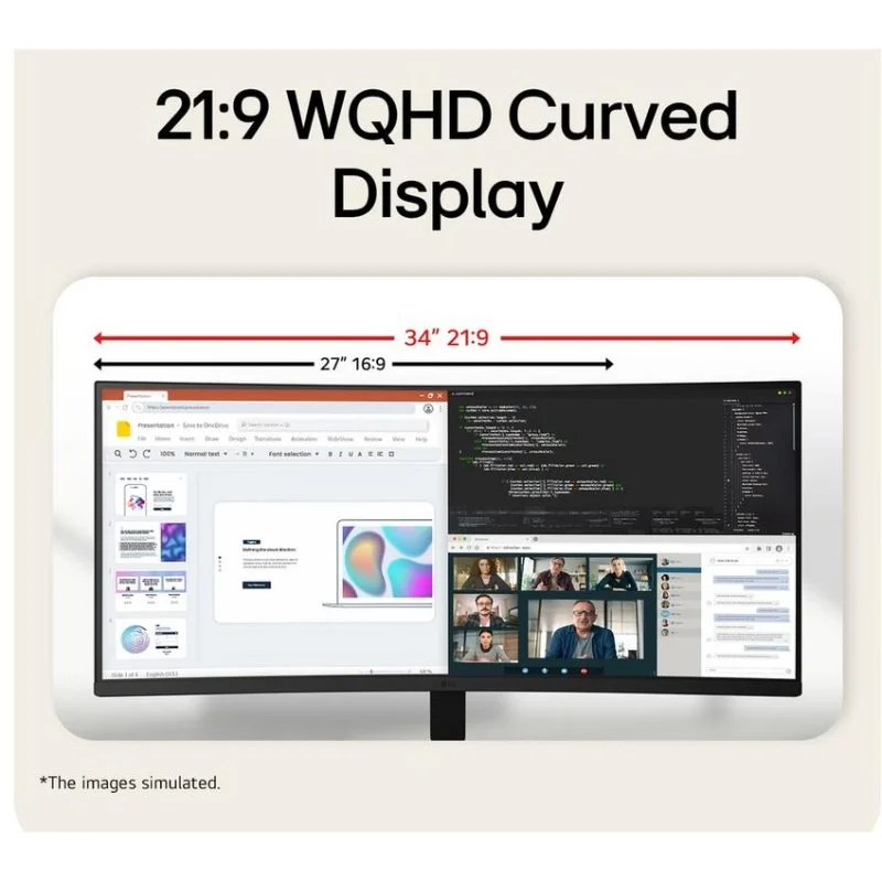 Monitor LG 34U601B-B 34" UltraWide WQHD 120Hz VA Curvo FreeSync Premium HDR10 - Imagen 3
